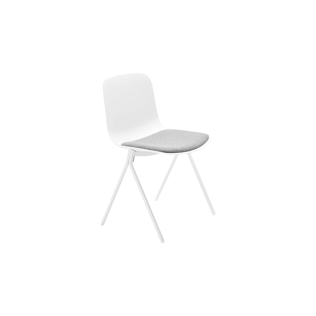 White Side Chair with Grey Seat Pad G732