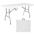 Folding Table 6ft Portable Heavy Duty Plastic White J3822