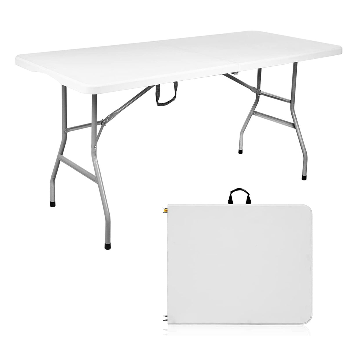 Folding Table 6ft Portable Heavy Duty Plastic White J3822