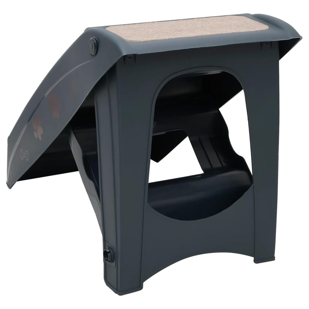 Folding 4-Step Dog Stairs Dark Gray A8916