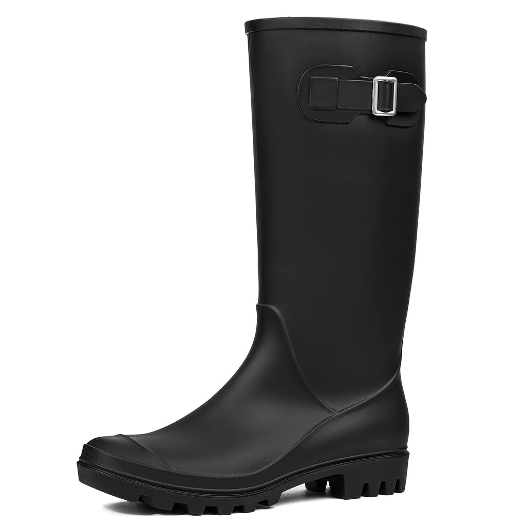 Women's Tall Waterproof Rubber Wide Calf Rain Boots E1079