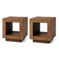 Natural Square Side Table with Storage, Set of 2 O5808