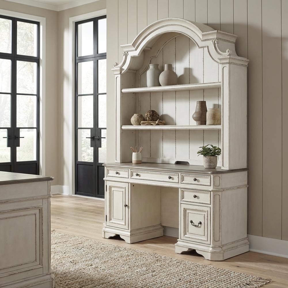 Antique White 3 Piece Desk and Hutch Set H8133