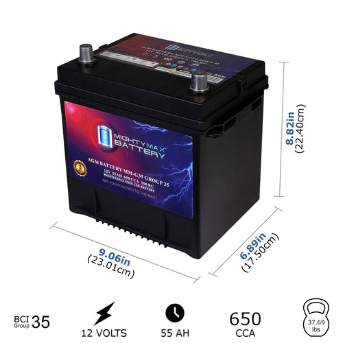 12V 55Ah AGM 650 CCA Replacement Battery O51054