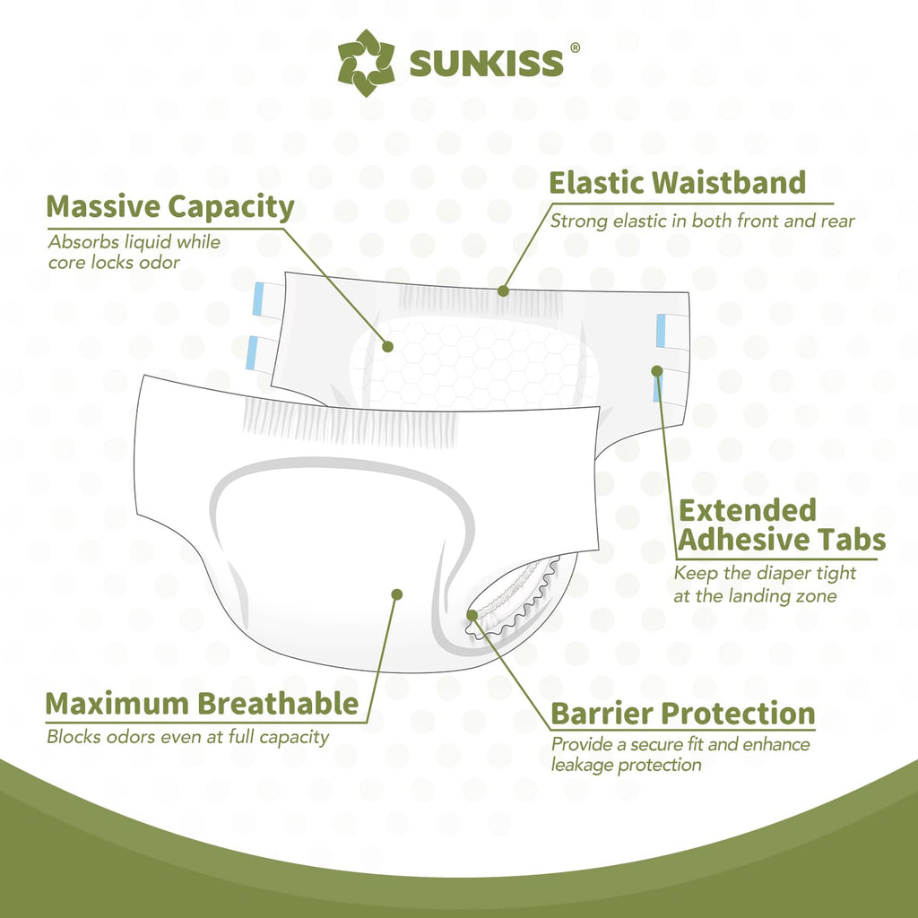 Adult Diapers with Tabs, L/XL, White, 40 Count R666736