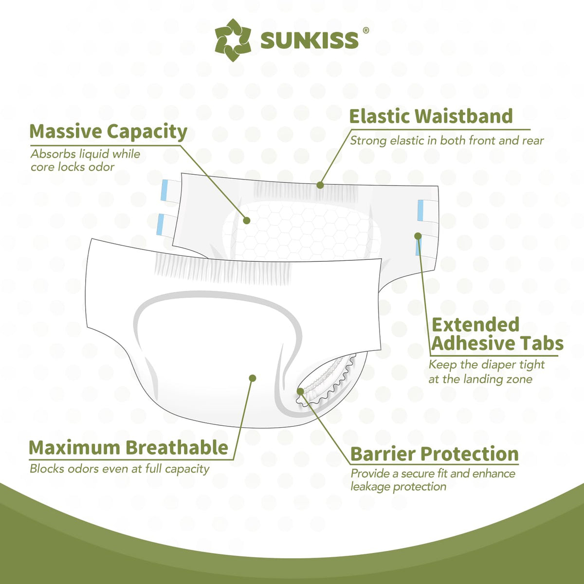Adult Diapers with Tabs, L/XL, White, 40 Count R666736