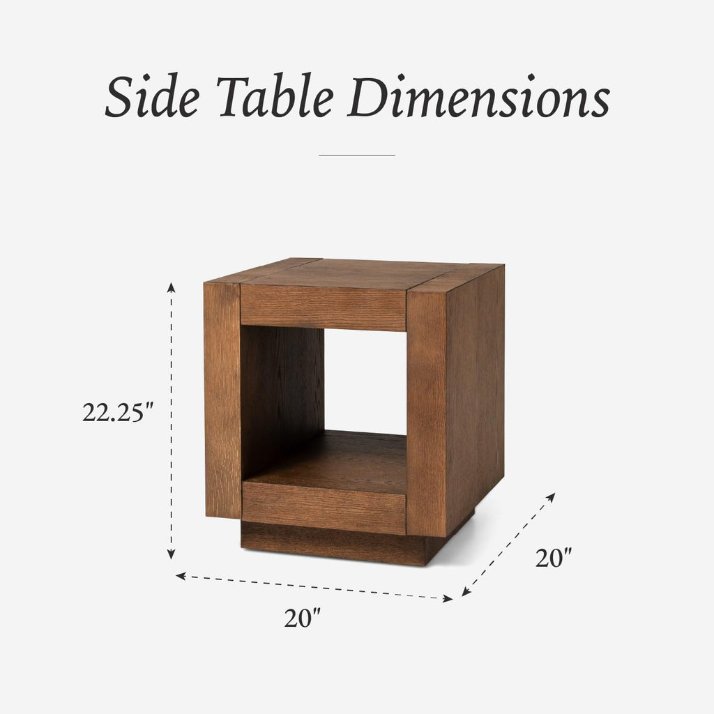 Natural Square Side Table with Storage, Set of 2 O5808