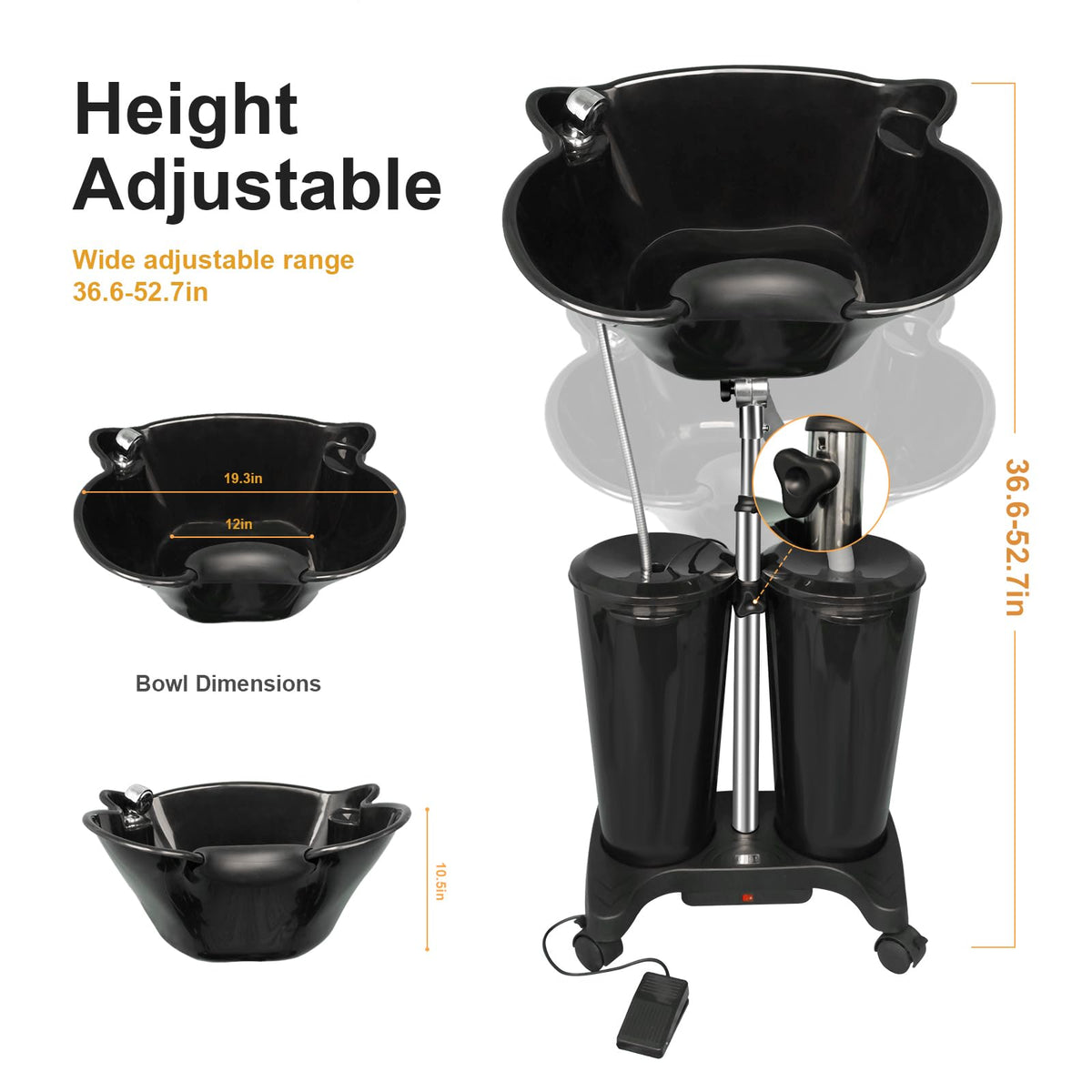 Portable Shampoo Bowl with Electric Pump and Water Tanks I444