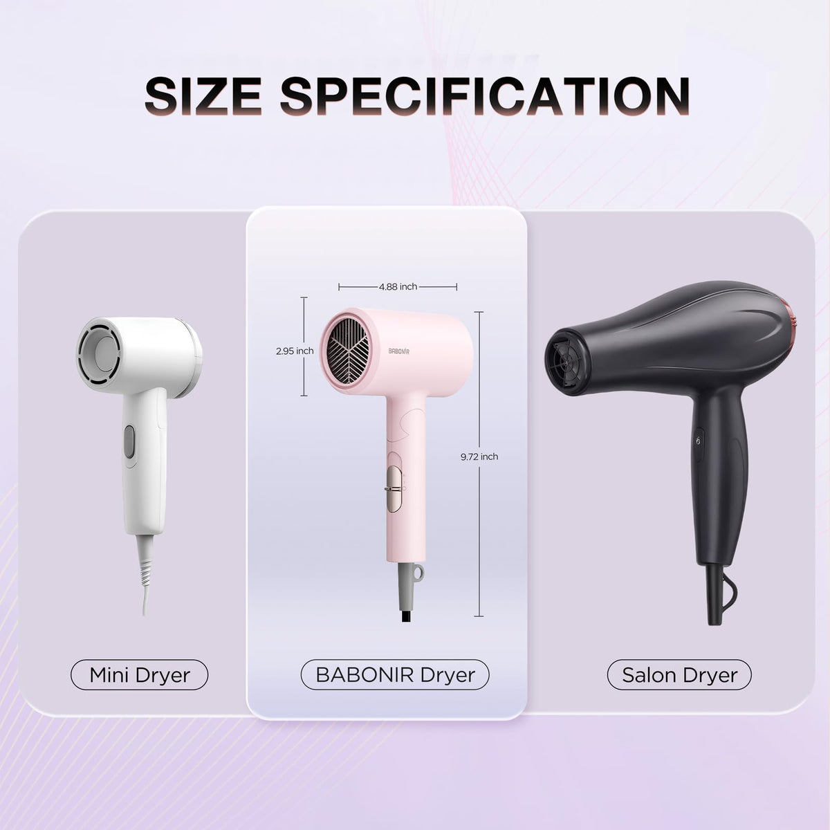 1875W Ionic Foldable Hair Dryer with Diffuser D9658