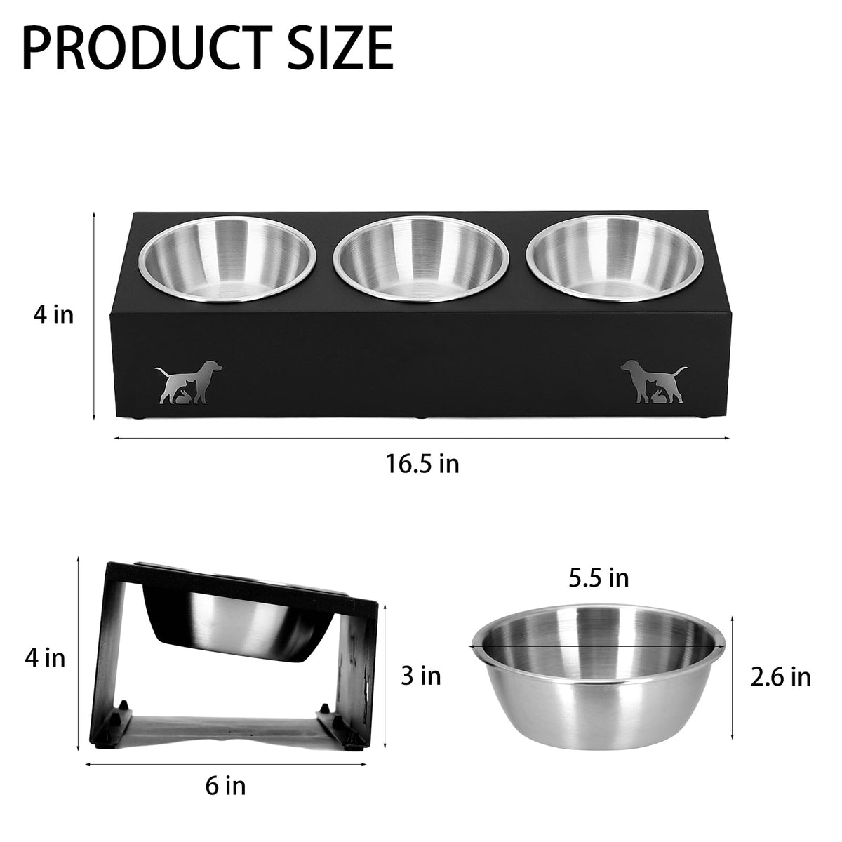 15° Tilted Stainless Steel Cat Bowls 3 Pack M85445