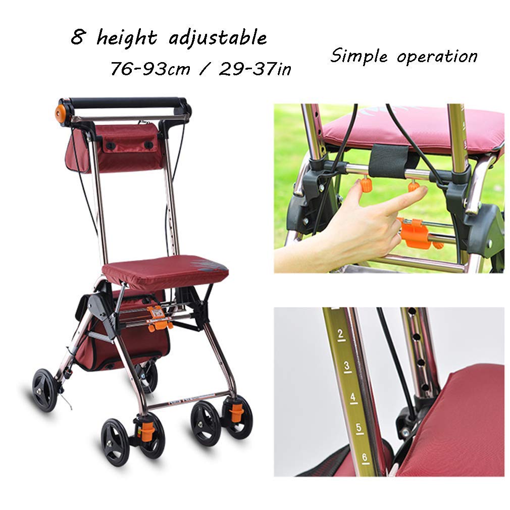4 Wheels Foldable Rollator Walker with Seat P502037