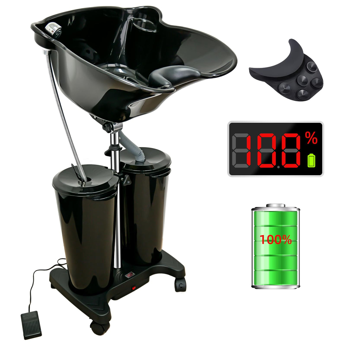 Portable Shampoo Bowl with Electric Pump and Water Tanks I444