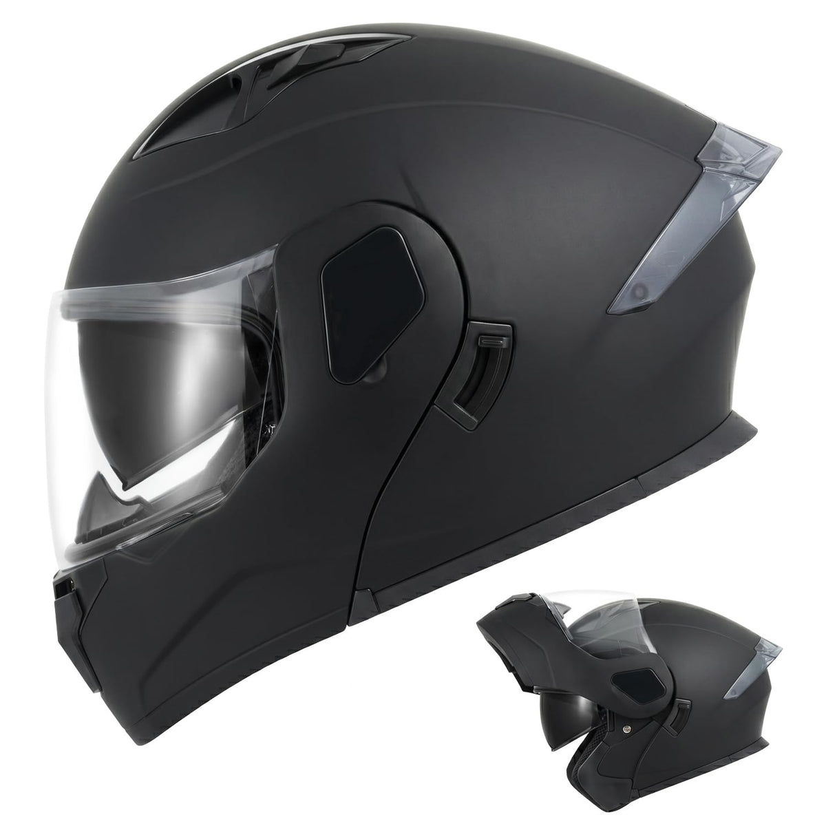 Full Face Flip Up Matte Black Motorcycle Helmet G903833