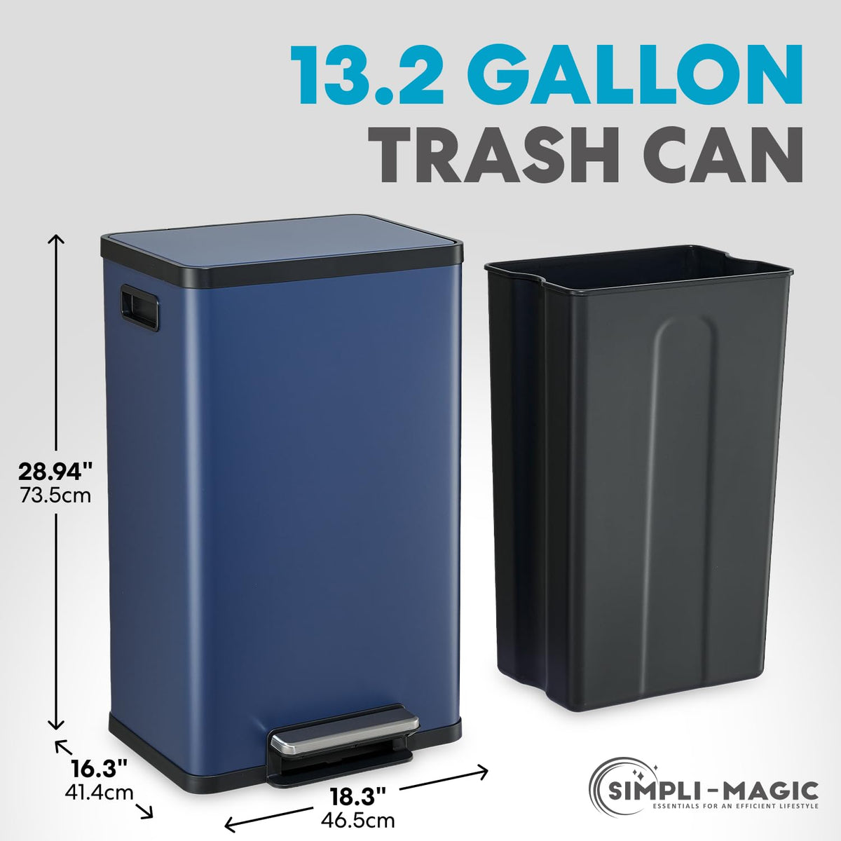 50L Stainless Steel Kitchen Trash Can with Soft-Close Lid E16933