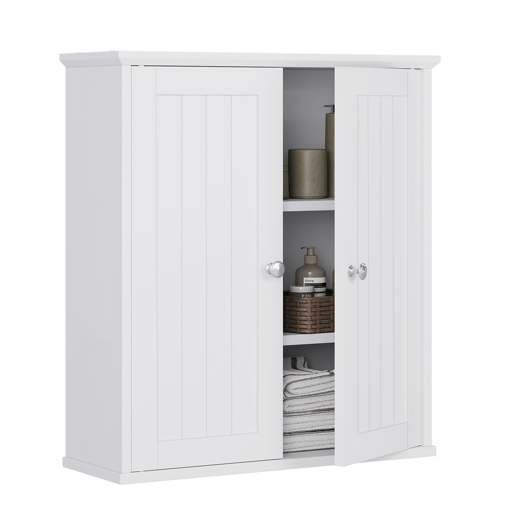 White Wall Mount Bathroom Cabinet with 2 Doors A51707