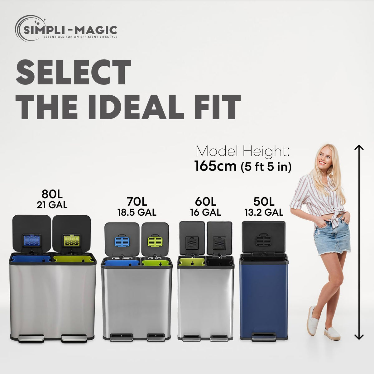 50L Stainless Steel Kitchen Trash Can with Soft-Close Lid E16933