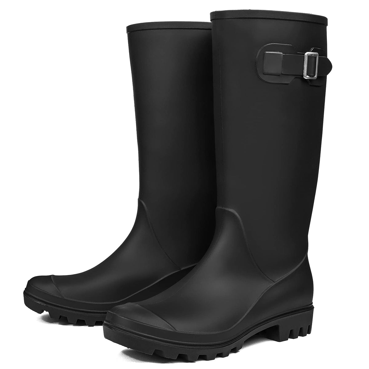 Women's Tall Waterproof Rubber Wide Calf Rain Boots E1079