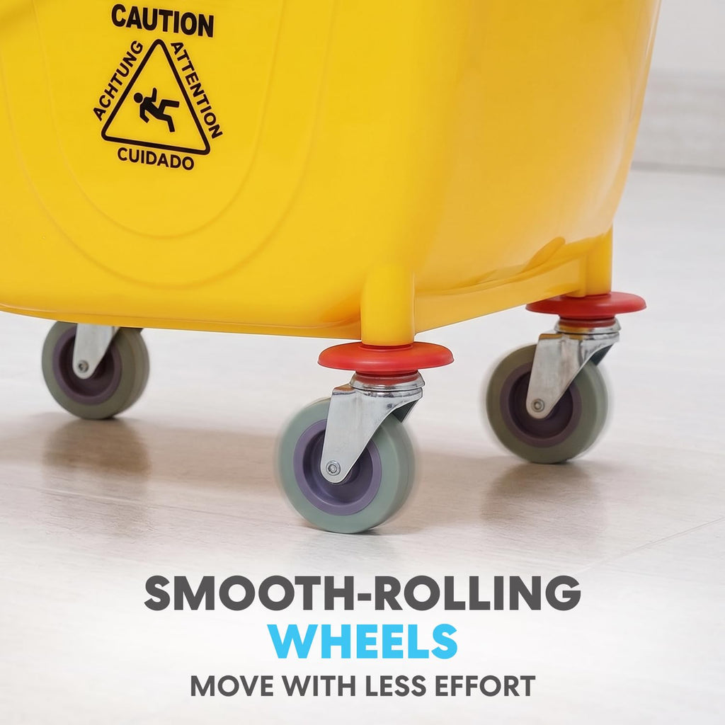 Yellow 35 Quart Mop Bucket on Wheels, 2-Pack X970