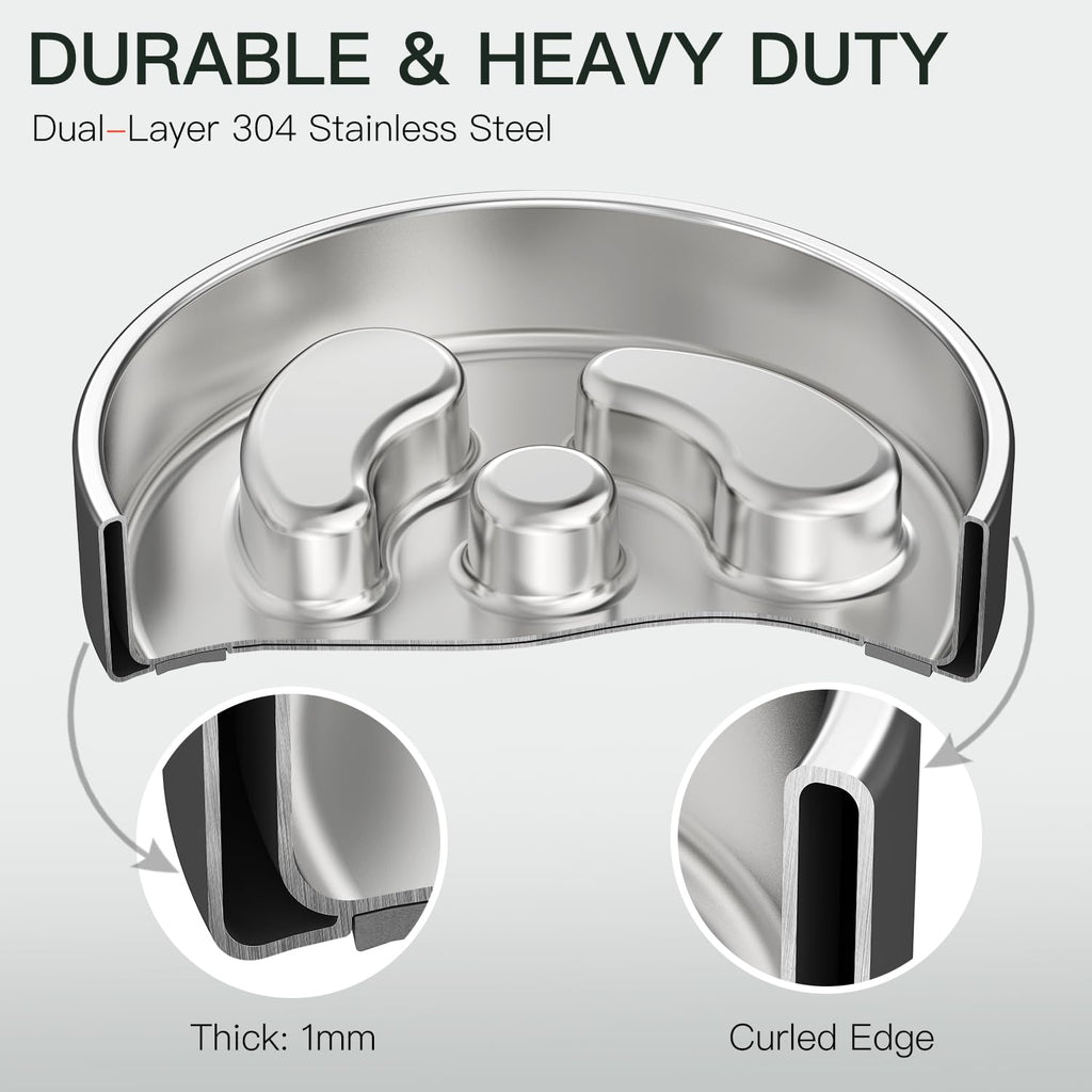 Slow Feeder Dog Bowl 304 Stainless Steel Non-Slip C2909