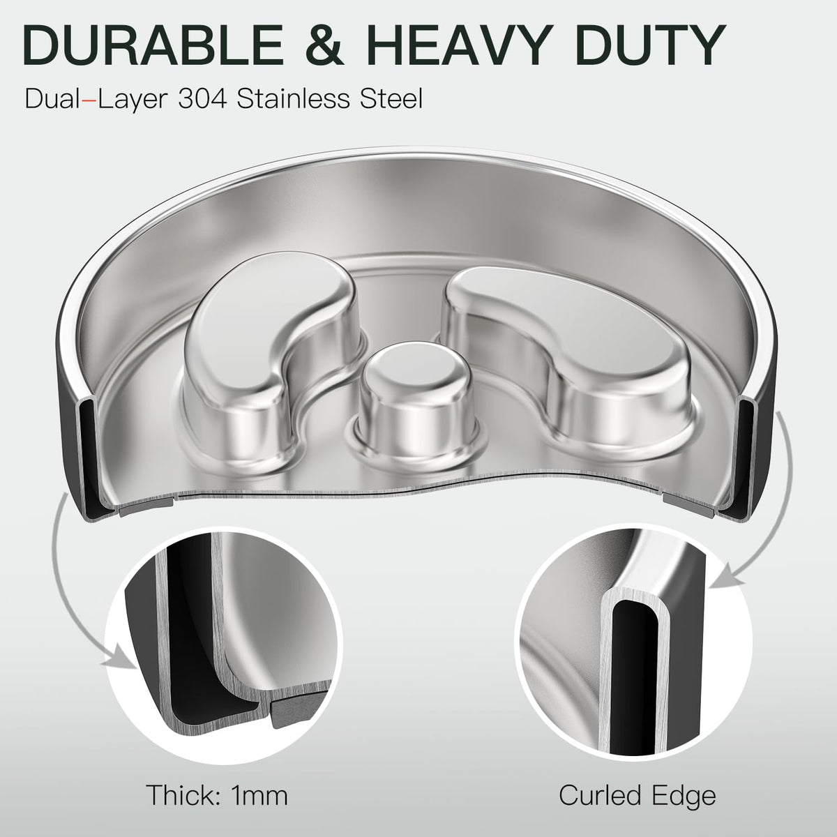 Slow Feeder Dog Bowl 304 Stainless Steel Non-Slip C2909