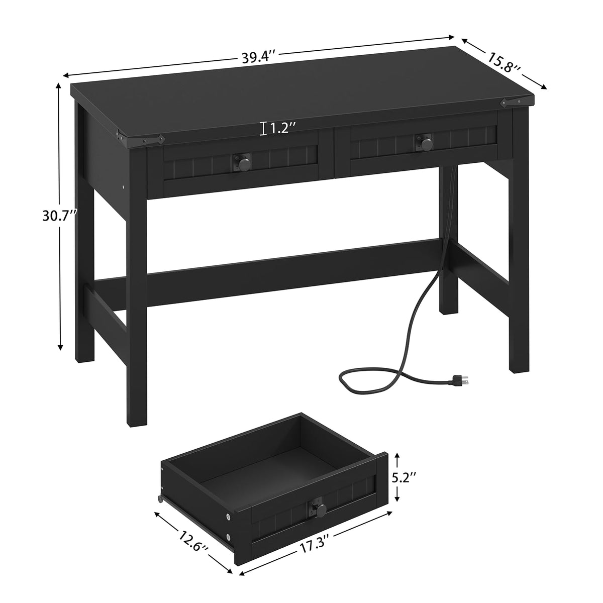 39 Inch Small Computer Desk with Drawers F11285