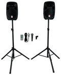 Powered PA Speaker Package with Mic Stands Cables V6620
