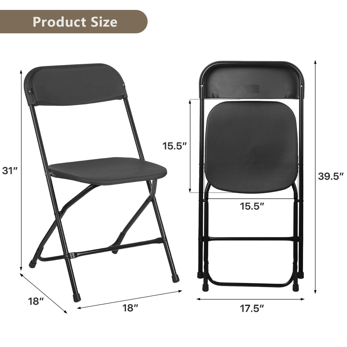 Portable Heavy Duty Folding Chairs 10 Pack Black C63376