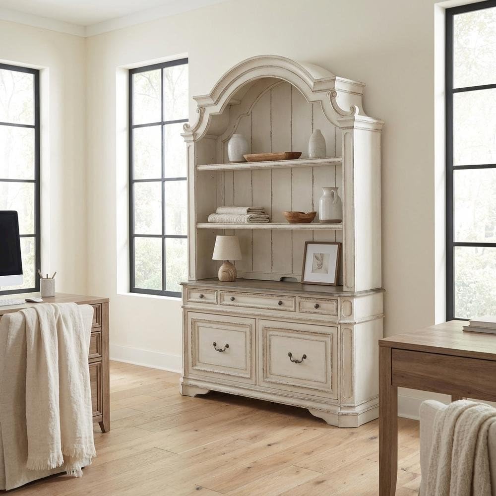 Antique White 3 Piece Desk and Hutch Set H8133