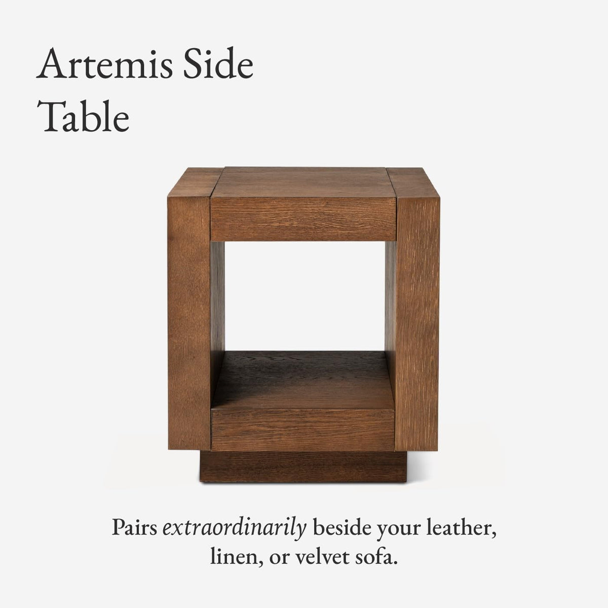 Natural Square Side Table with Storage, Set of 2 O5808