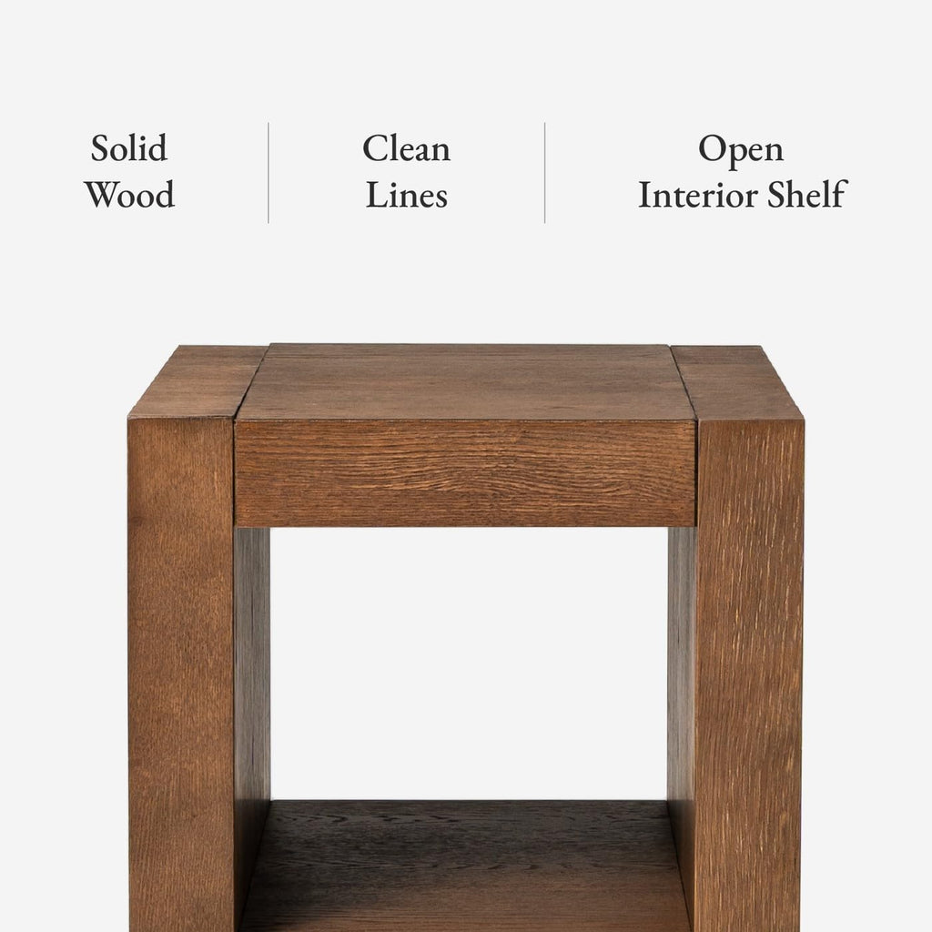 Natural Square Side Table with Storage, Set of 2 O5808