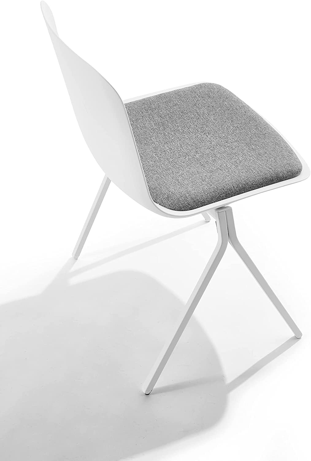 White Side Chair with Grey Seat Pad G732