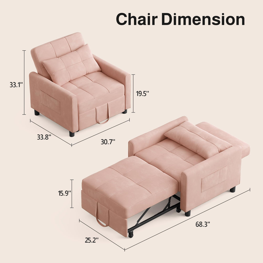 Pink Convertible Sleeper Chair Sofa Bed C513584