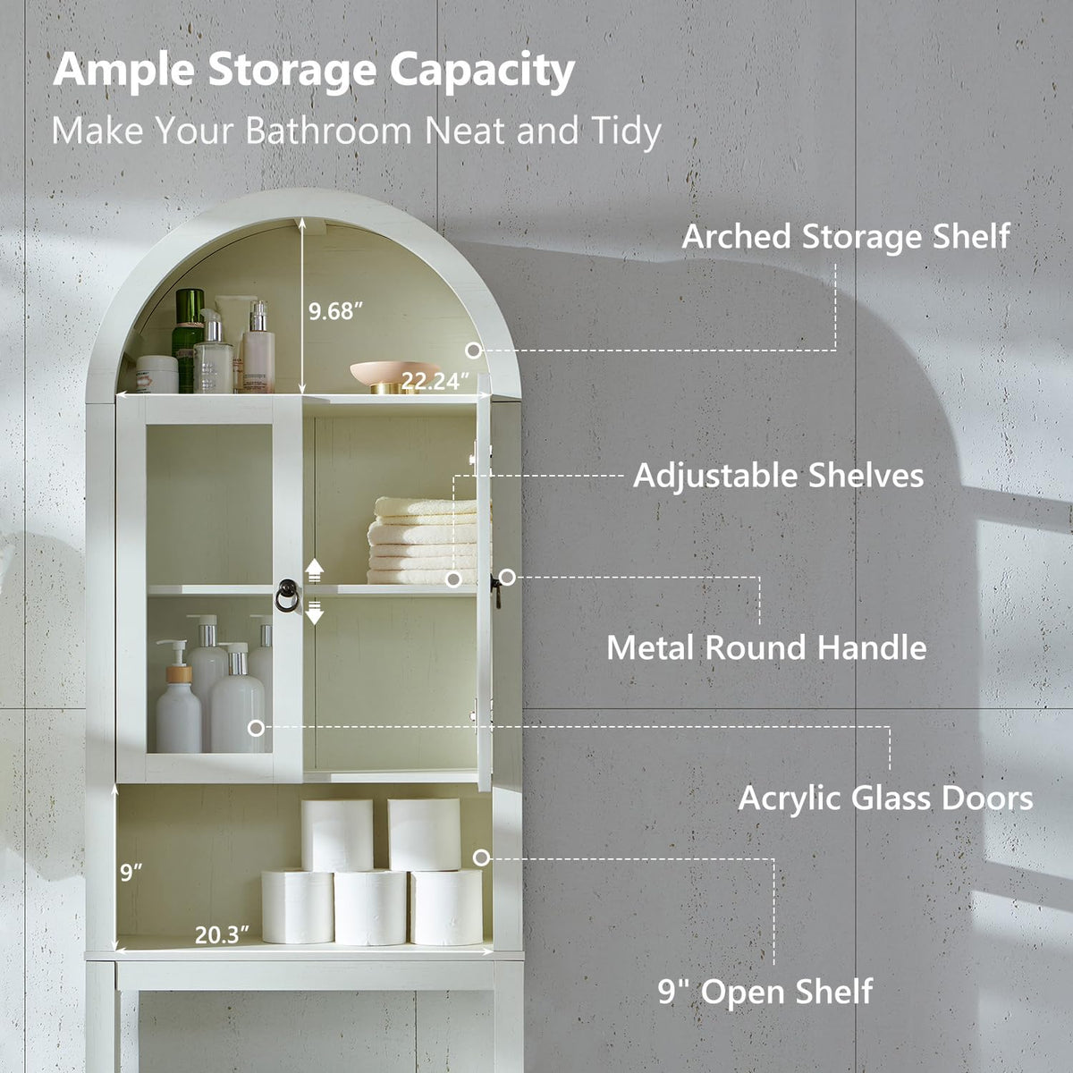 Antique White Over The Toilet Storage Cabinet W636