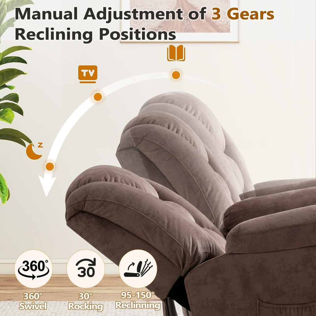 Oversized Manual Swivel Rocker Recliner Chair P4111