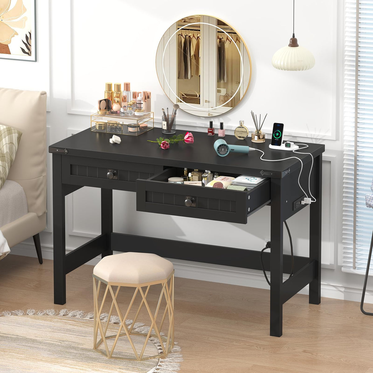 39 Inch Small Computer Desk with Drawers F11285