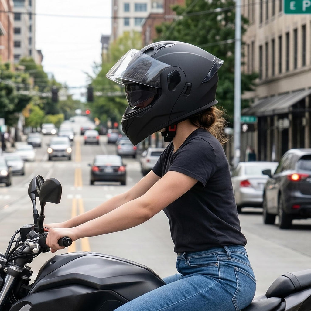 Full Face Flip Up Matte Black Motorcycle Helmet G903833
