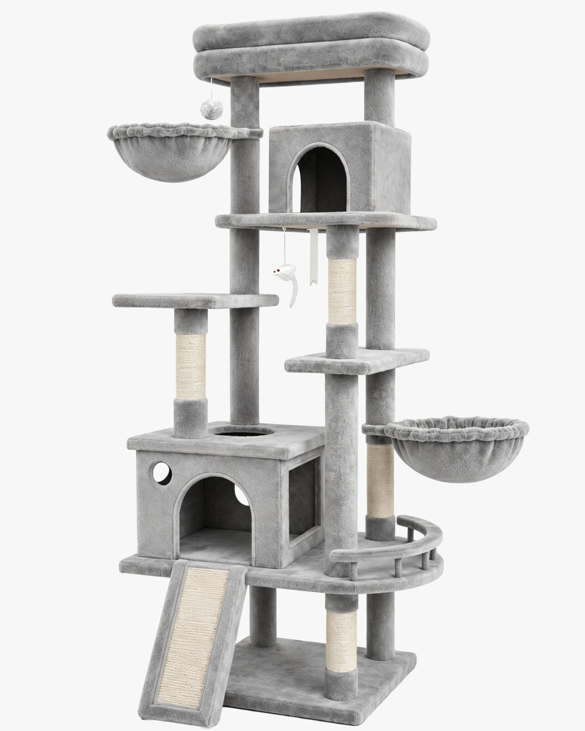 70 Inch Cat Tree with Scratching Post and Hammock O166019