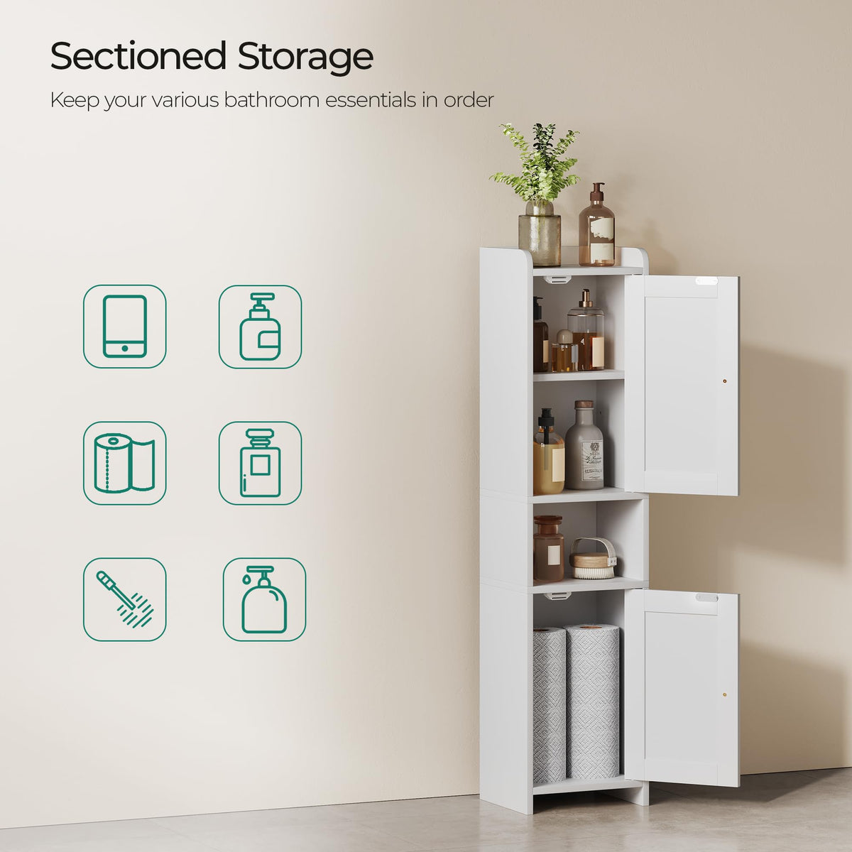 White Bathroom Cabinet with 2 Doors S4522