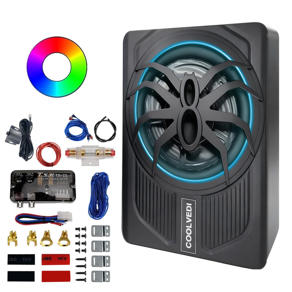10" 1600W Slim Under Seat Powered Car Subwoofer H712