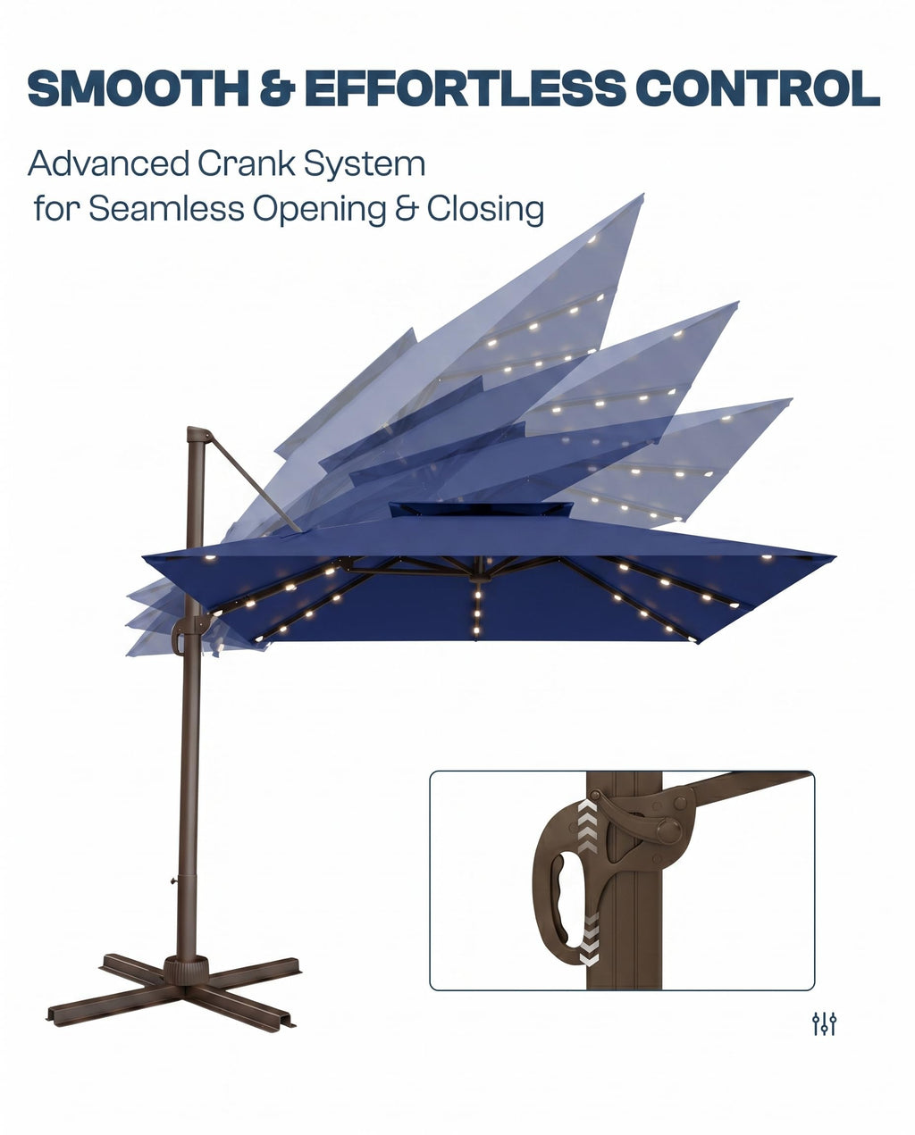 11x11 FT Double-Top Cantilever Patio Umbrella with Lights N85778