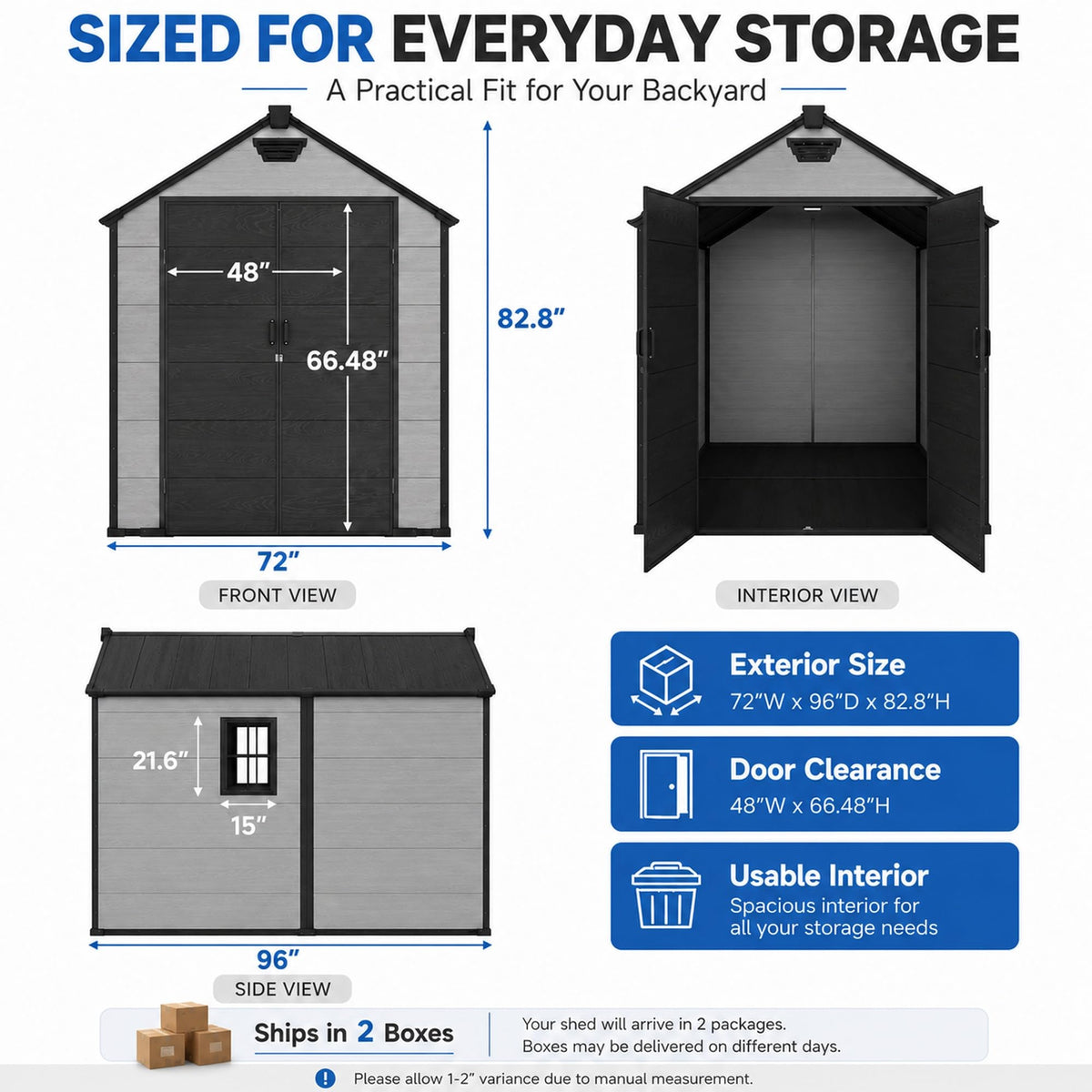 6x8 FT Resin Storage Shed with Floor T16691