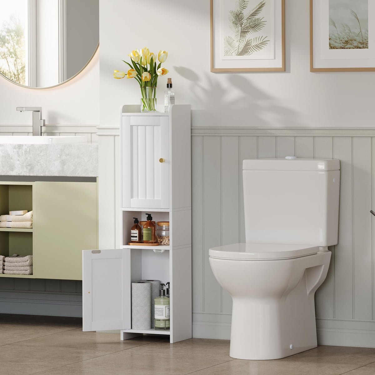 White Bathroom Cabinet with 2 Doors S4522