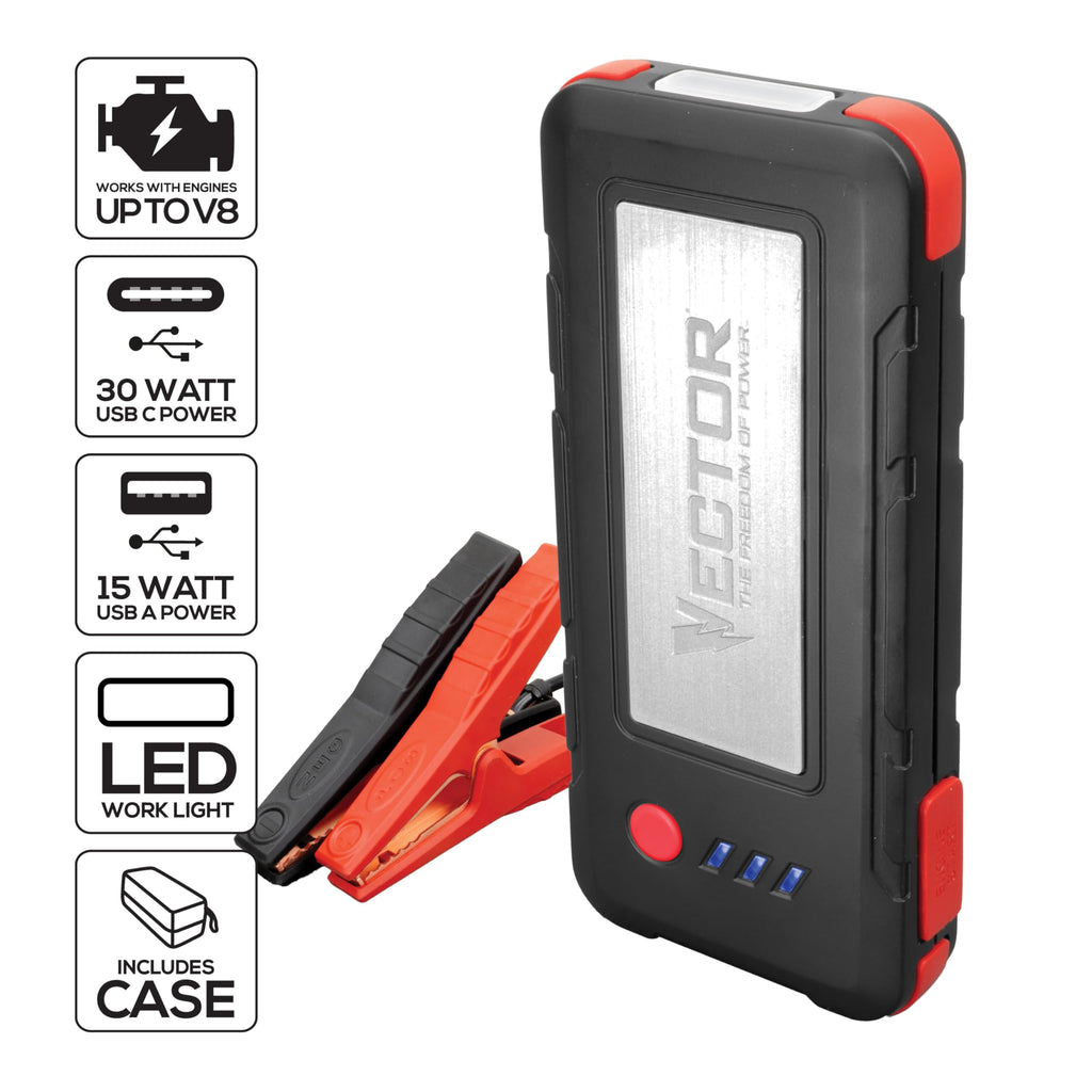 1600 Peak Amp Lithium Jump Starter with USB Power Bank Q494