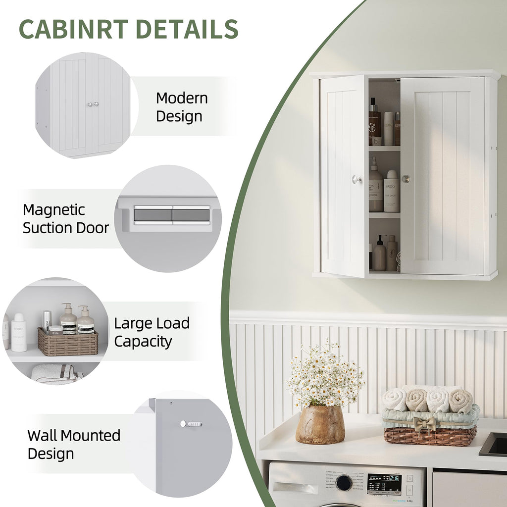 White Wall Mount Bathroom Cabinet with 2 Doors A51707