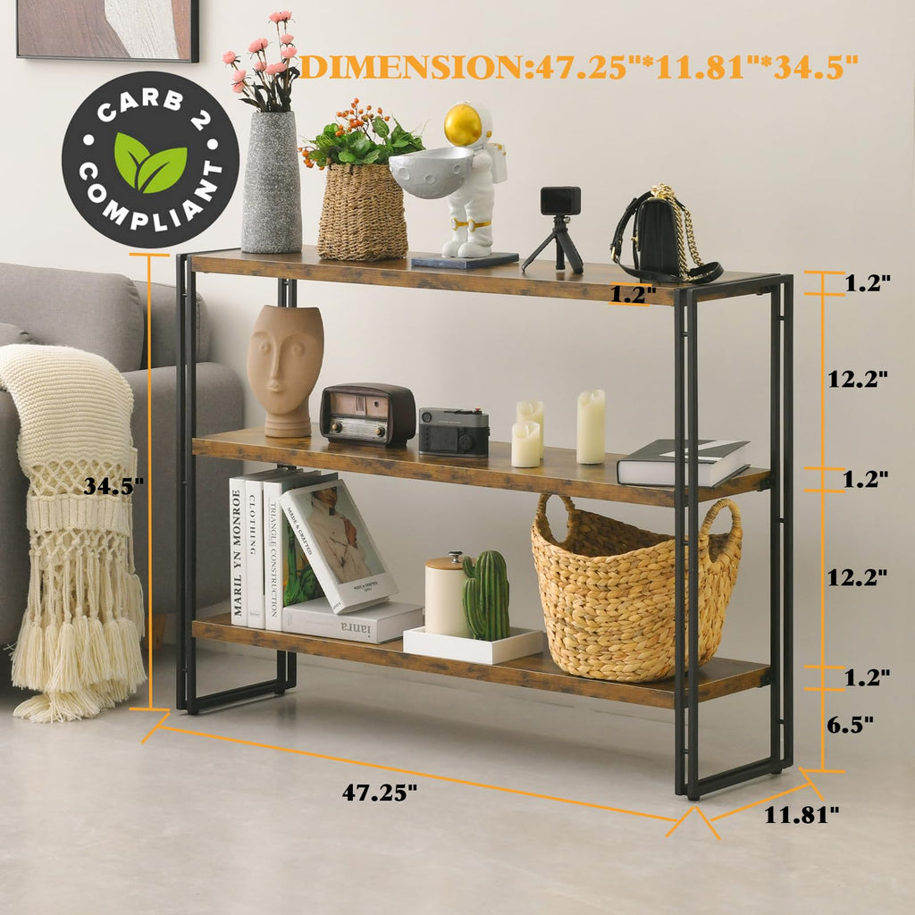 3-Tier Wood and Metal Bookshelf T4991