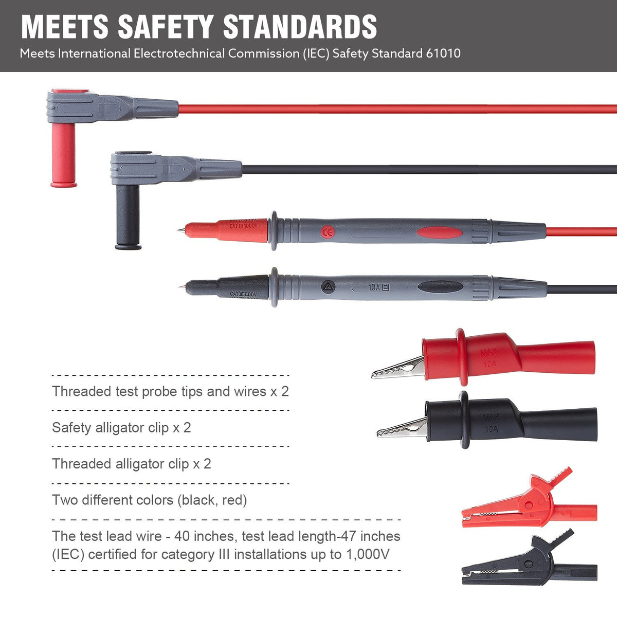 Silicone Multimeter Test Leads with Alligator Clips V275095
