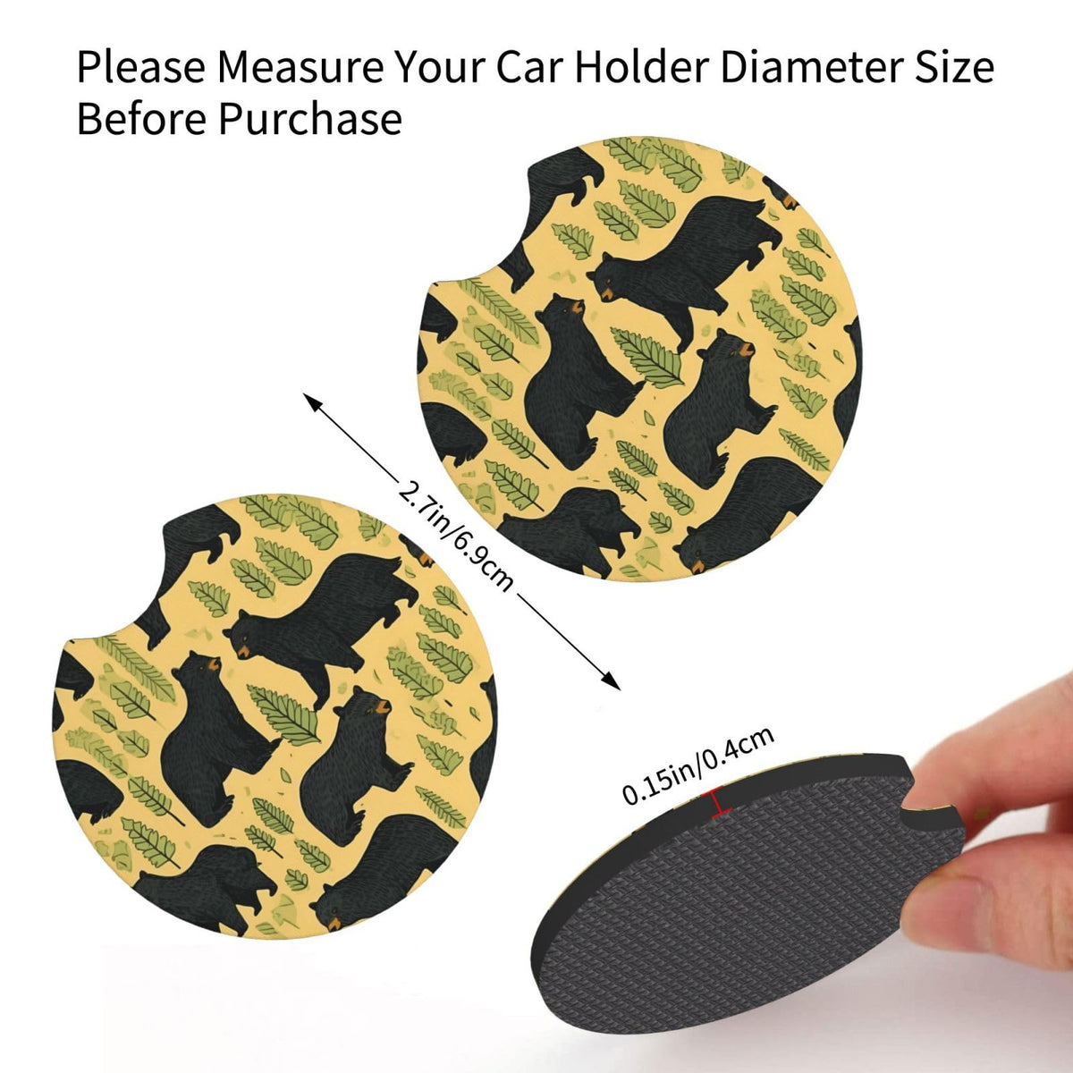 Black Bear Printed Anti Slip Waterproof Beverage Mats M76090