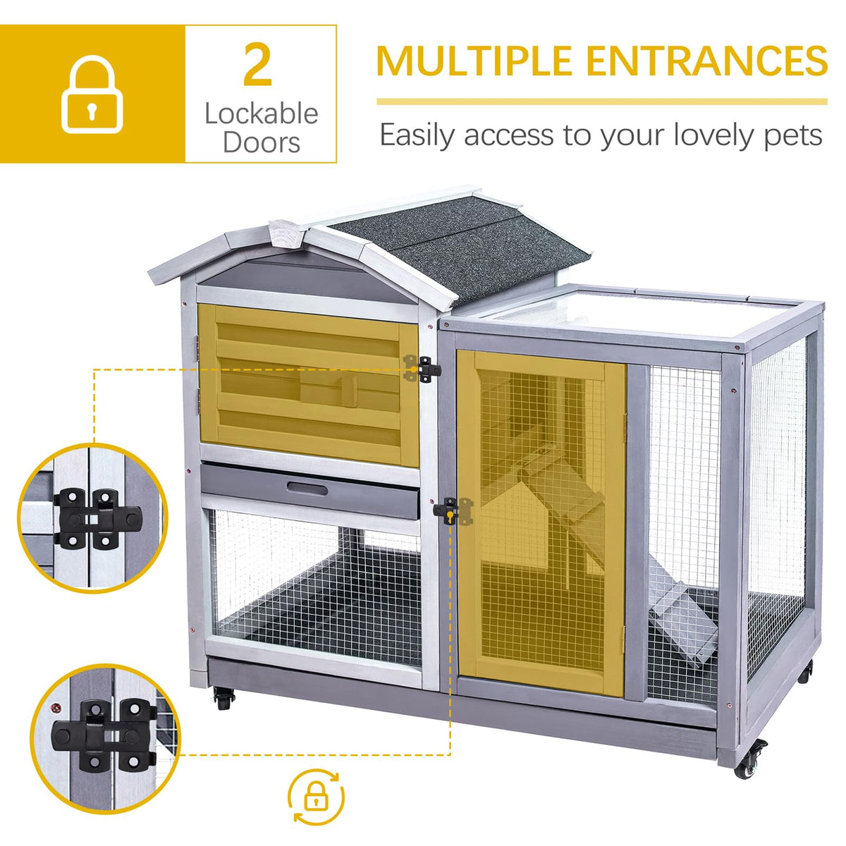 Wooden Rabbit Hutch with Waterproof Roof P6678