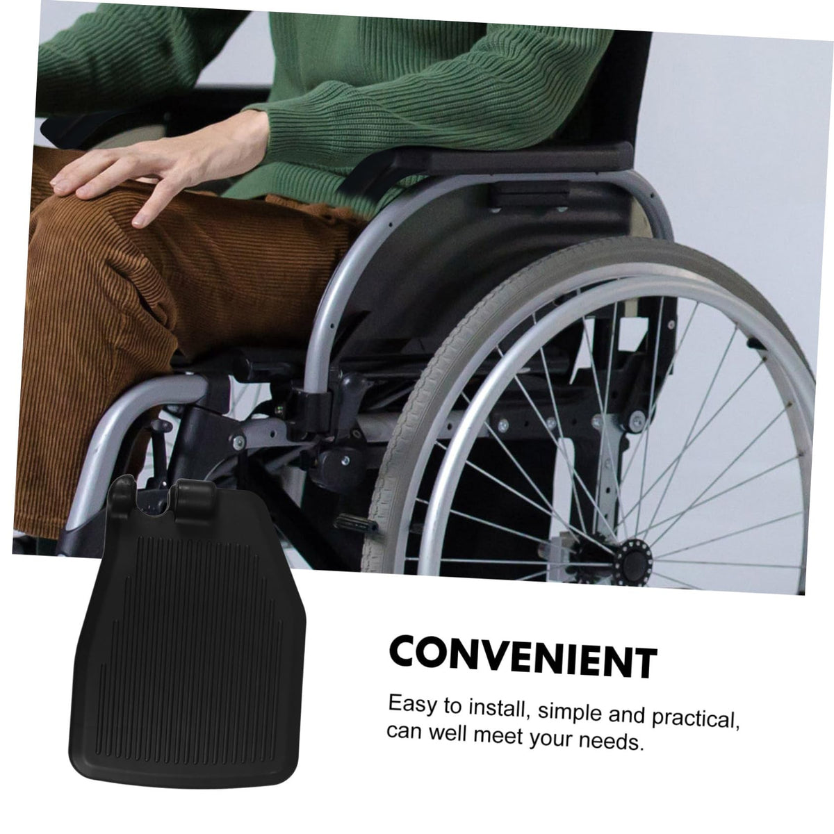 Black Wheelchair Foot Rest 1 Pair Replacement Footplates O11346