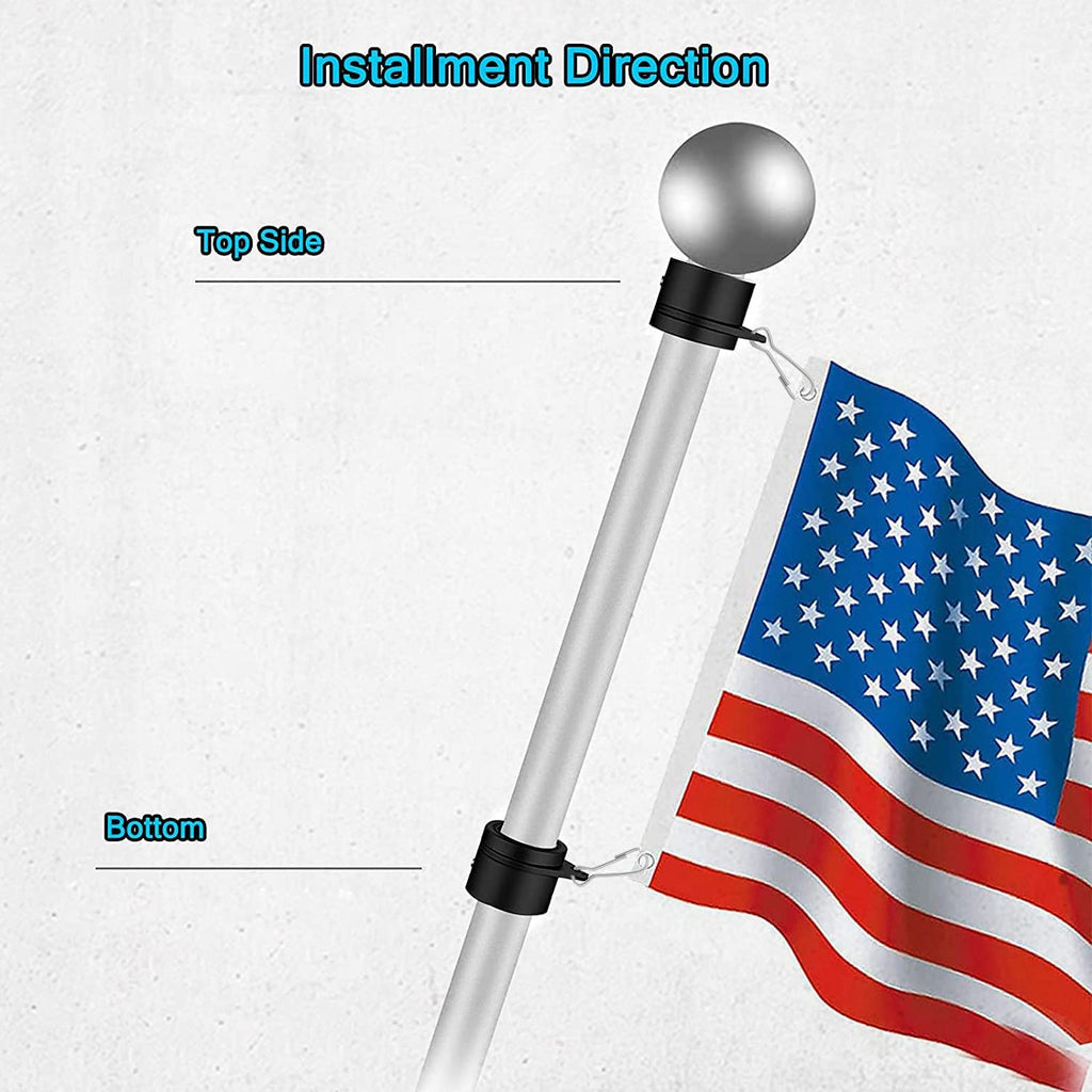Aluminum Alloy 360° Rotating Flag Pole Rings with Carabiner, Pack of 2 I51399